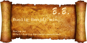 Buslig Benjámin névjegykártya